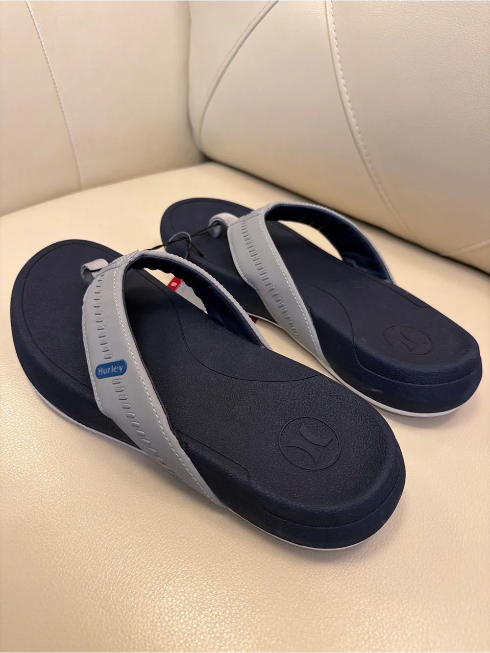 Hurley Men’s Navy and Light Gray Flip Flops